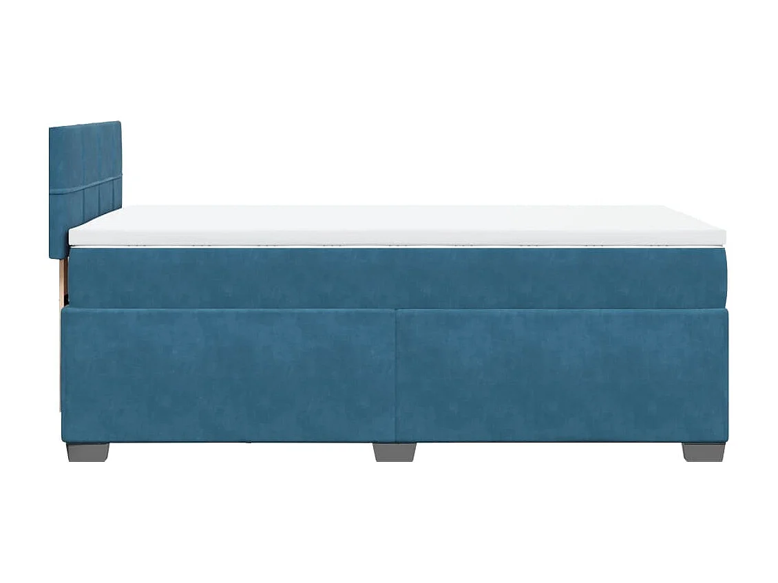 Cama box spring con colchón terciopelo azul oscuro 90x190 cm