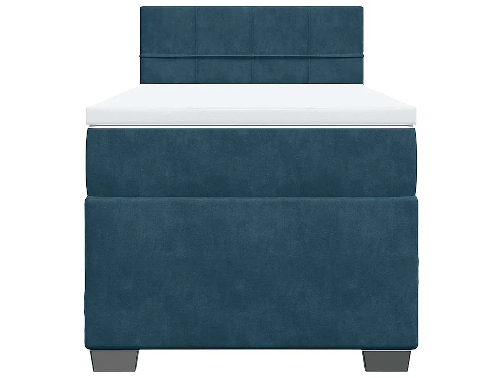 Boxspring met matras fluweel donkerblauw 90x190 cm