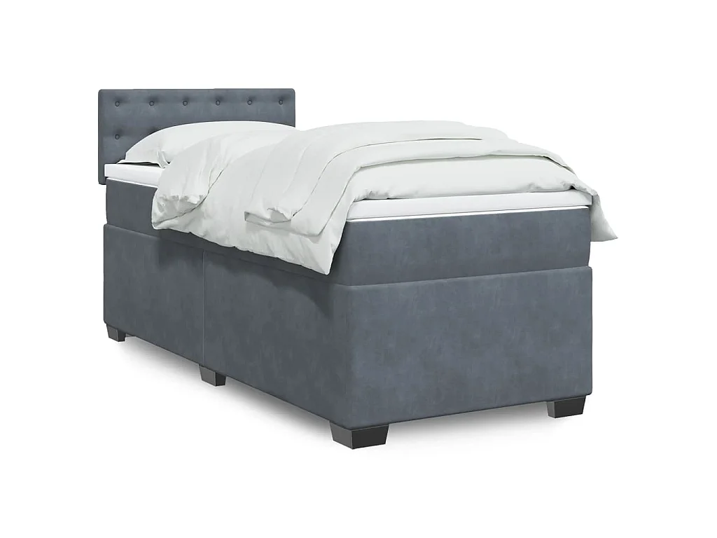 Giroletto a Molle con Materasso Grigio Scuro 100x200 cm Velluto
