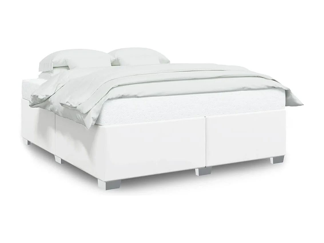 Estrutura de cama 200x200 cm couro artificial branco