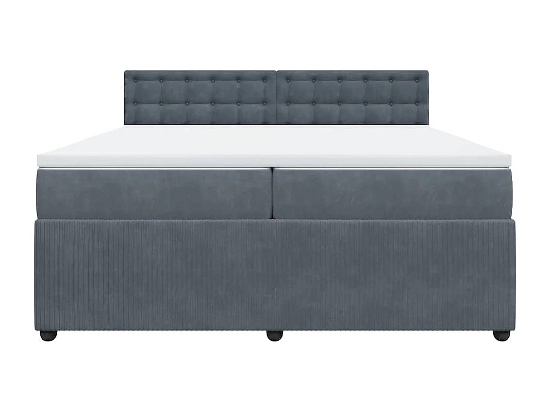 Cama com molas/colchão 200x200 cm veludo cinzento-escuro
