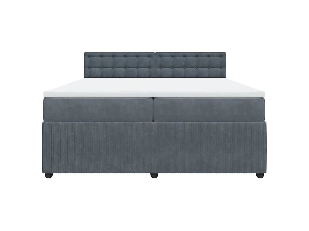 Cama box spring con colchón terciopelo gris oscuro 200x200 cm