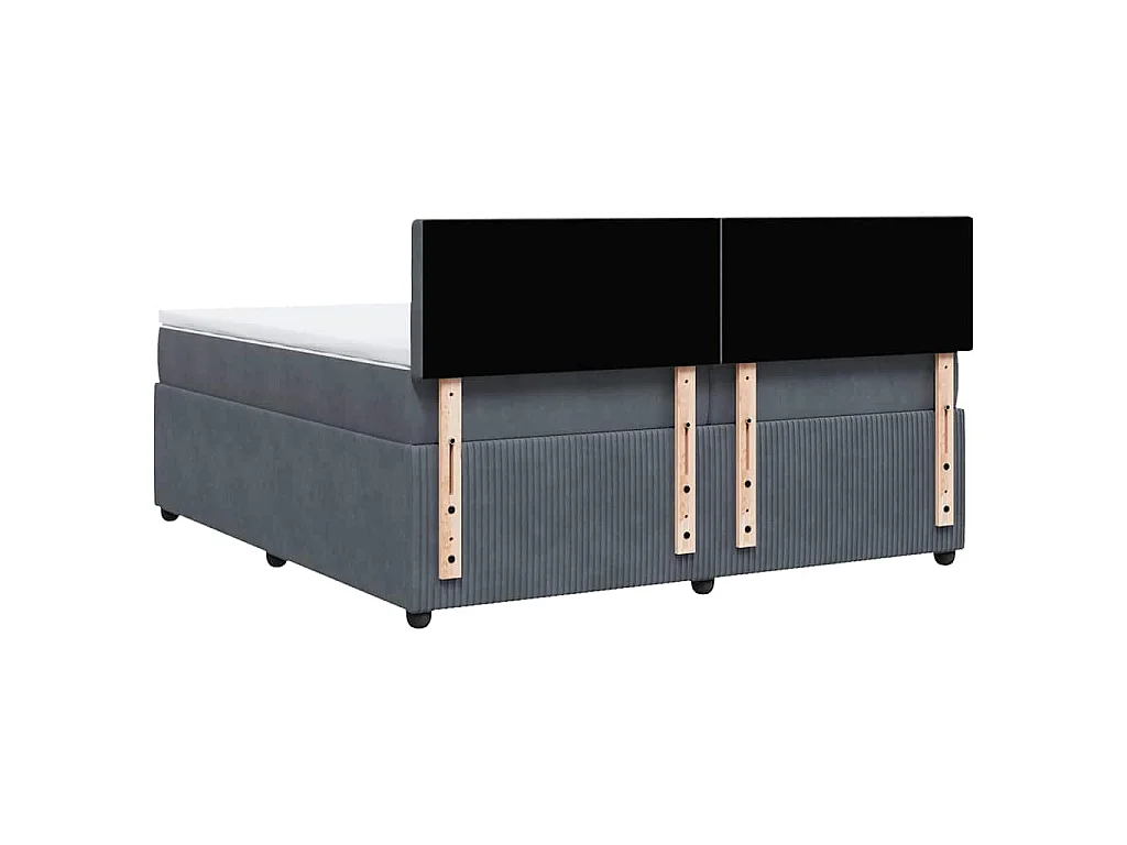 Cama box spring con colchón terciopelo gris oscuro 200x200 cm