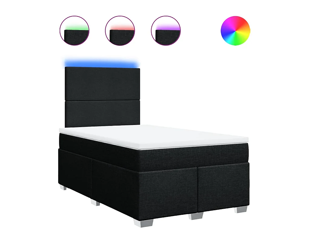 Cama box spring con colchón tela negro 120x190 cm