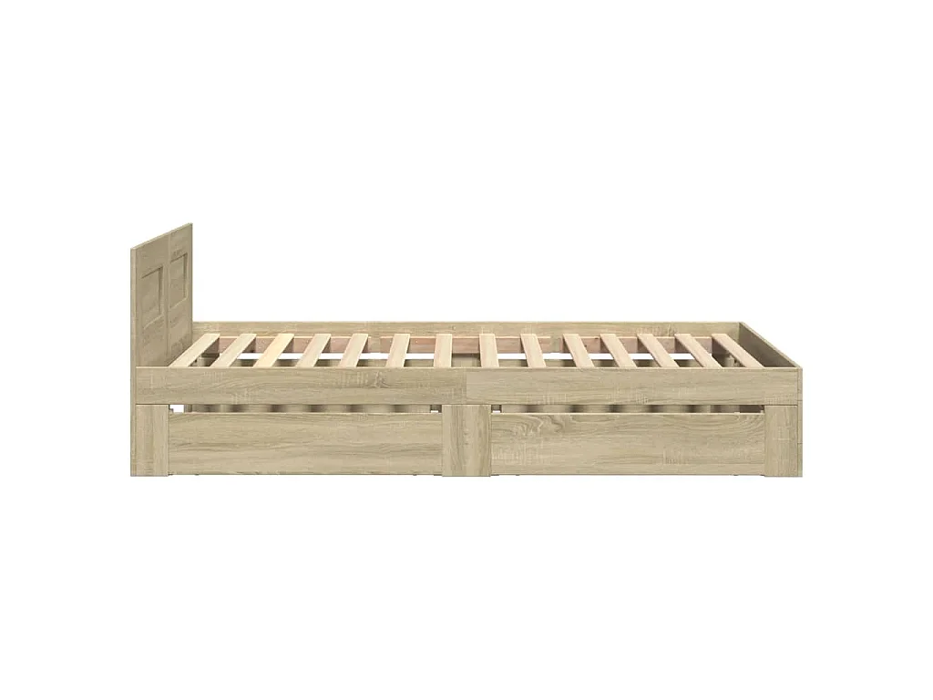Cadre de lit et tête de lit sans matelas chêne sonoma 90x190 cm