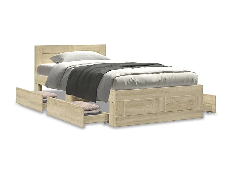 Bedframe met hoofdeinde bewerkt hout sonoma eiken 90x190 cm