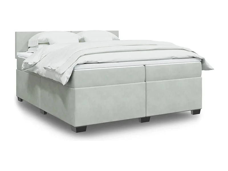 Boxspringbett mit Matratze Hellgrau 200x200 cm Samt