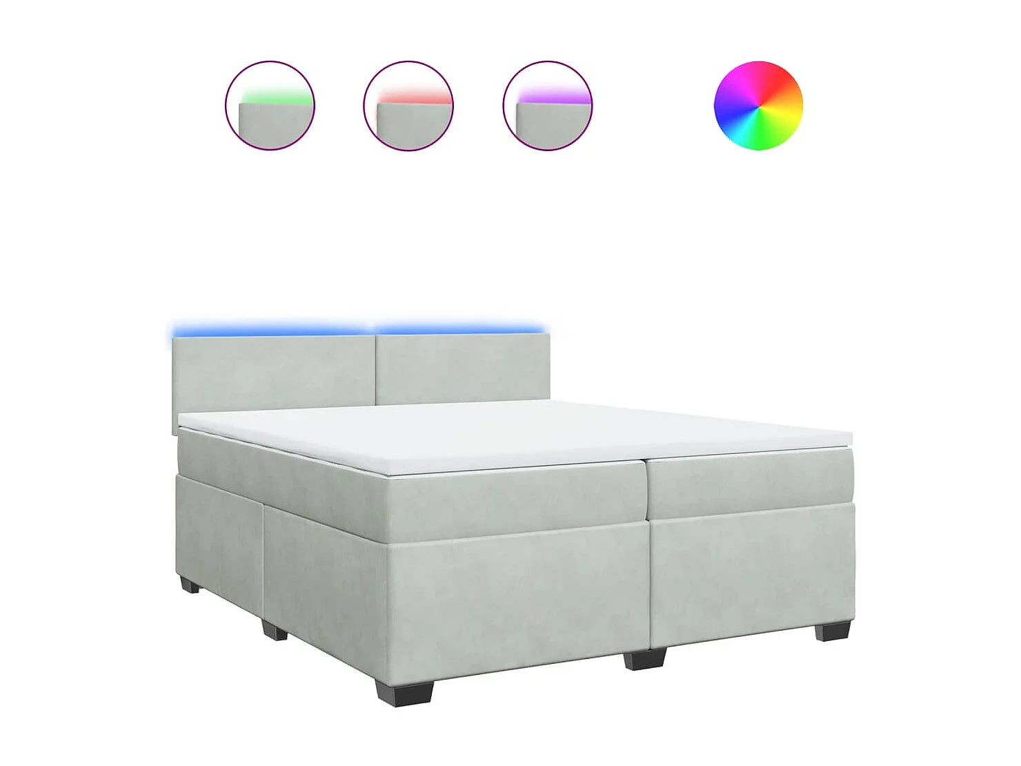 Sommier à lattes de lit et matelas Gris clair 200x200cm Velours