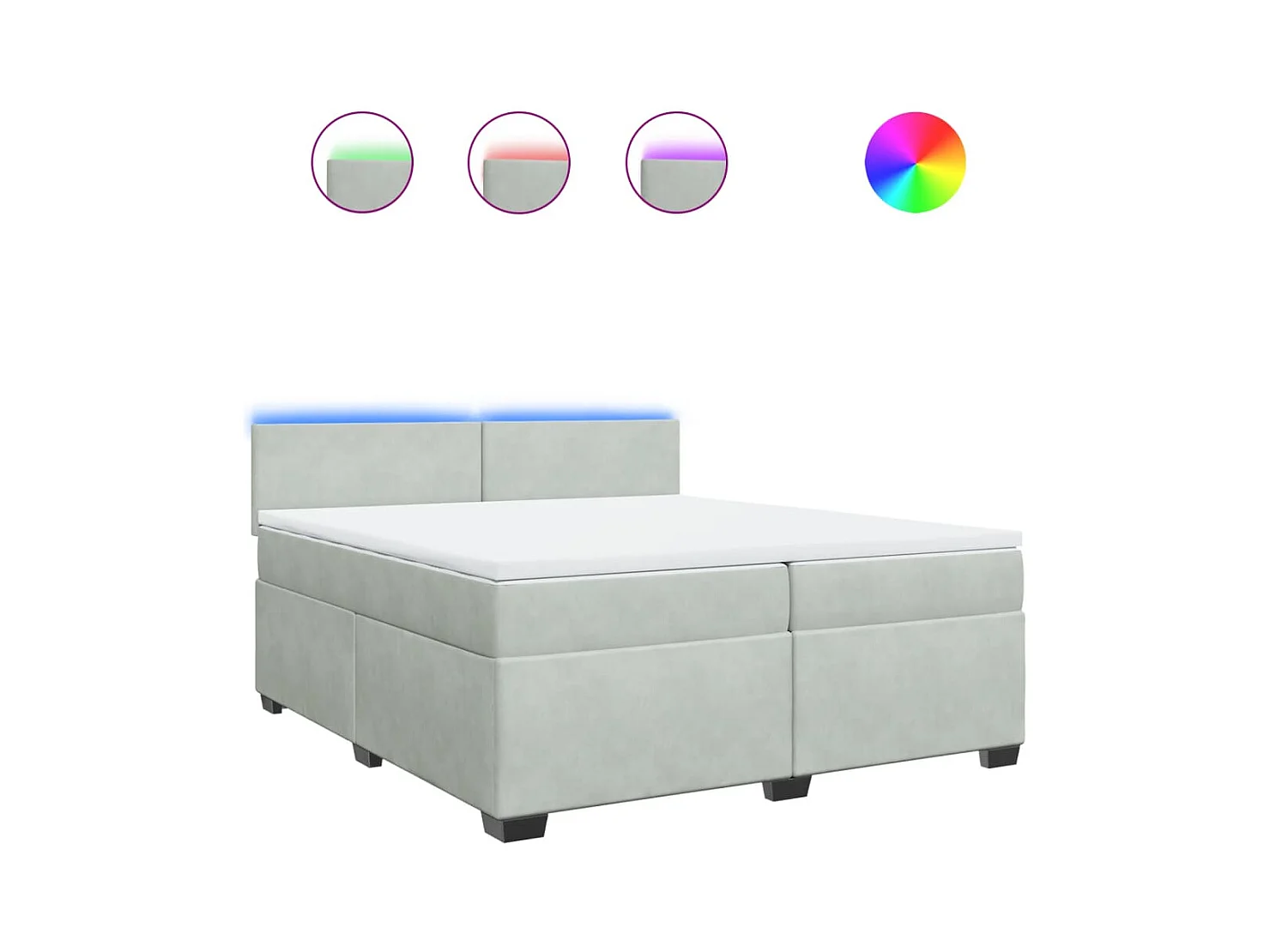 Sommier à lattes de lit et matelas Gris clair 200x200cm Velours