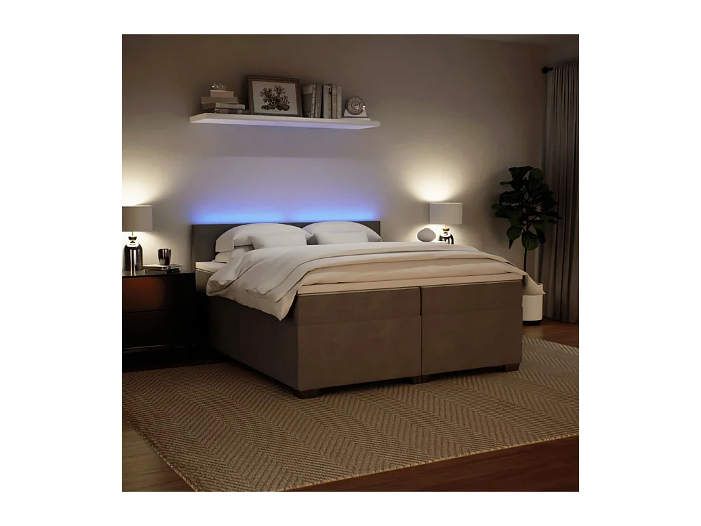 Sommier à lattes de lit et matelas Gris clair 200x200cm Velours