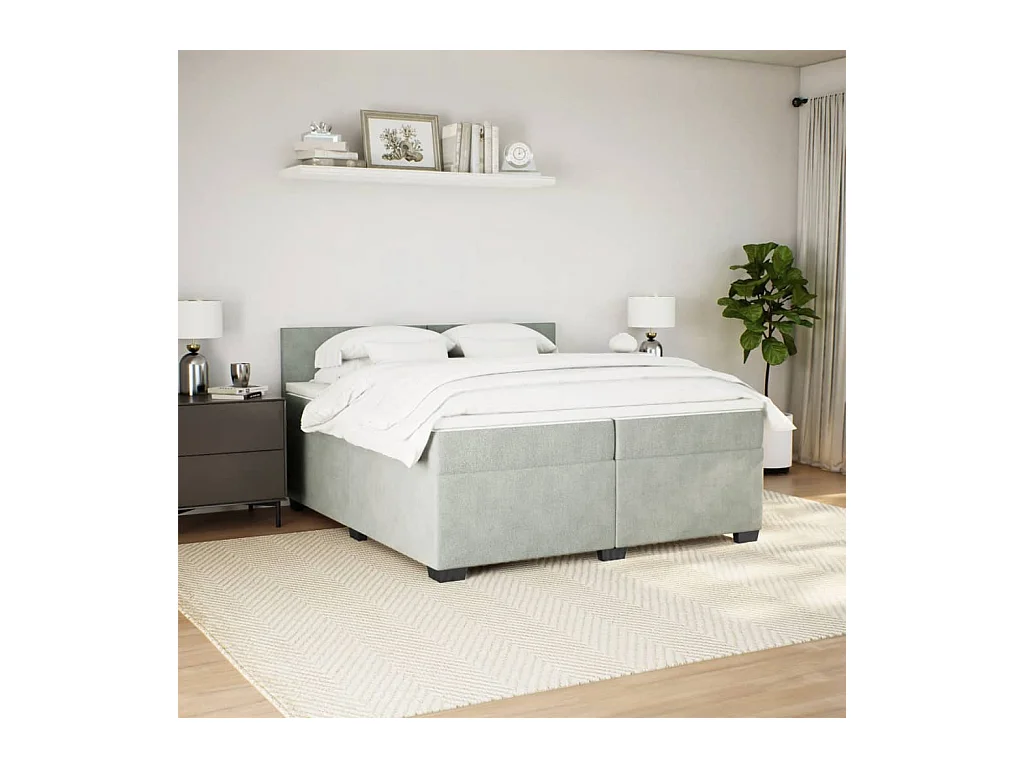 Sommier à lattes de lit et matelas Gris clair 200x200cm Velours
