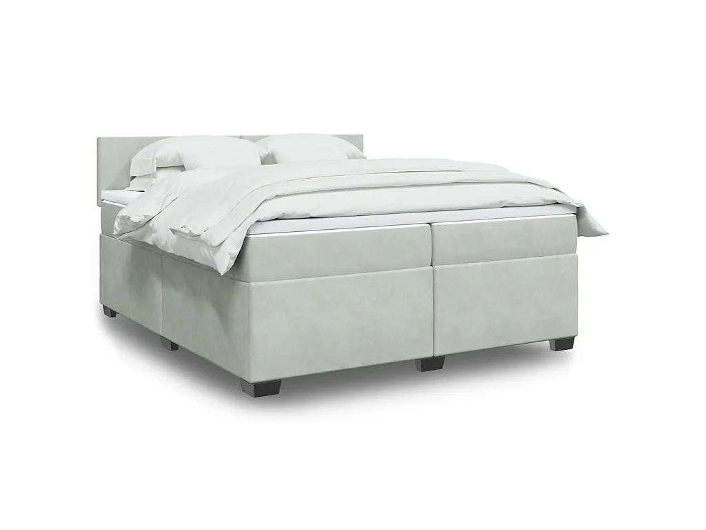 Sommier à lattes de lit et matelas Gris clair 200x200cm Velours