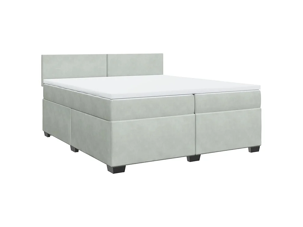 Sommier à lattes de lit et matelas Gris clair 200x200cm Velours