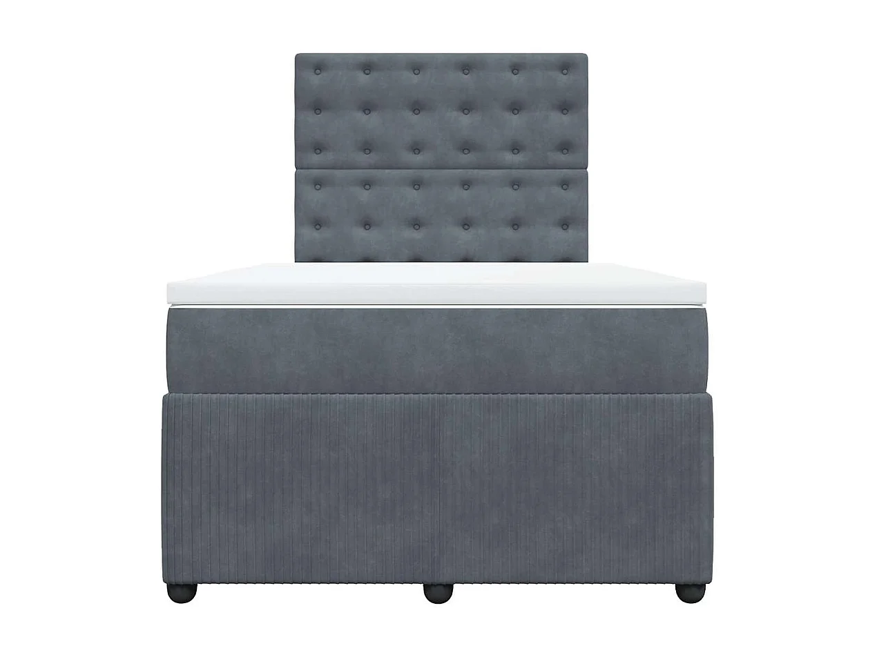 Giroletto a Molle con Materasso Grigio Scuro 120x190 cm Velluto