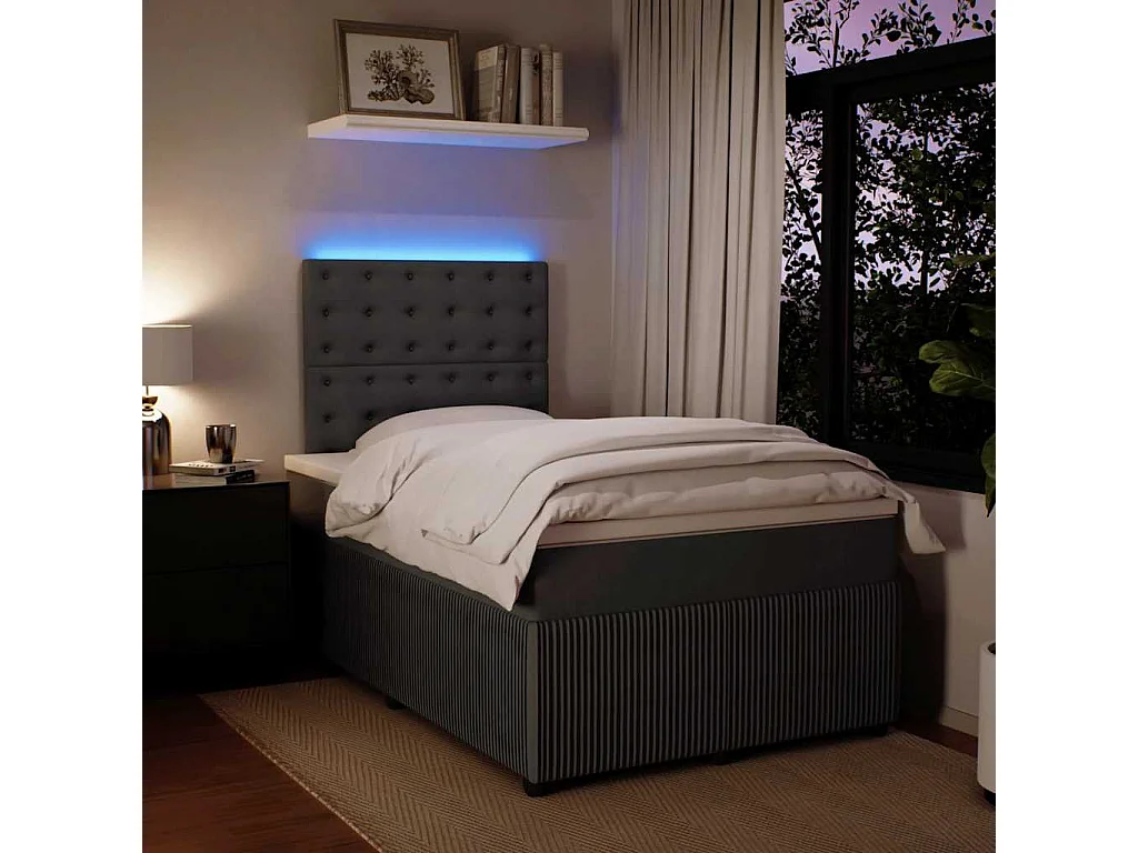 Giroletto a Molle con Materasso Grigio Scuro 120x190 cm Velluto