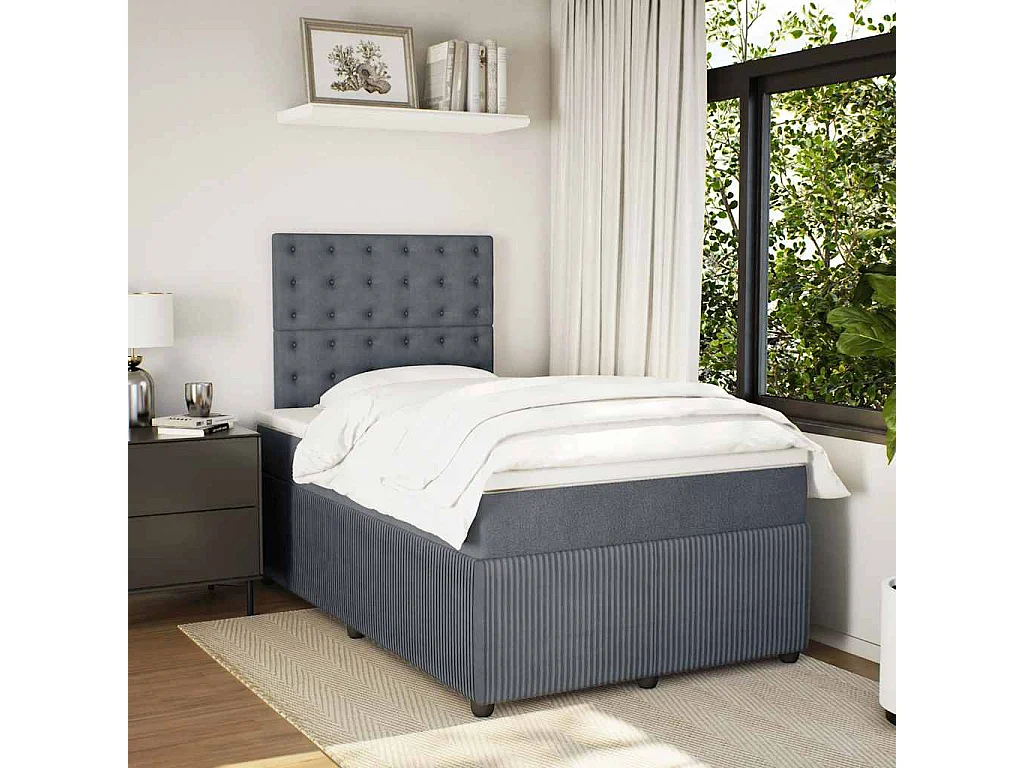 Giroletto a Molle con Materasso Grigio Scuro 120x190 cm Velluto