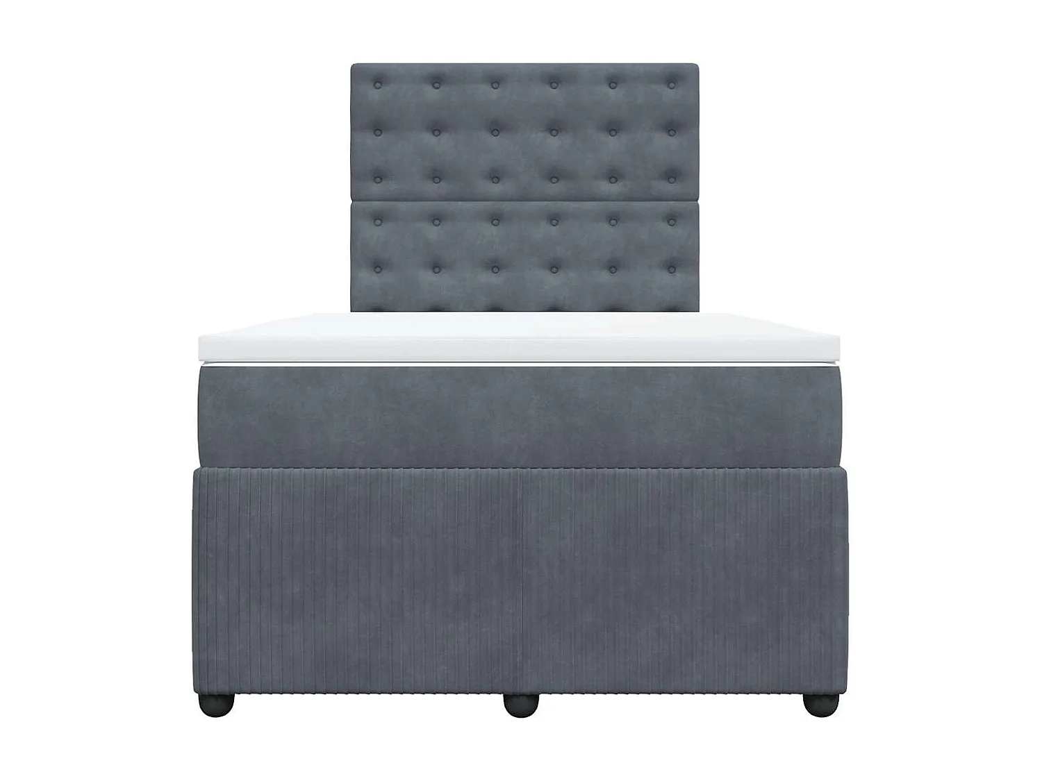 Giroletto a Molle con Materasso Grigio Scuro 120x190 cm Velluto