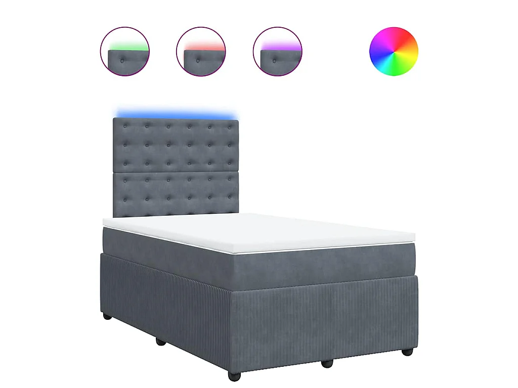 Boxspringbett mit Matratze Dunkelgrau 120x190 cm Samt