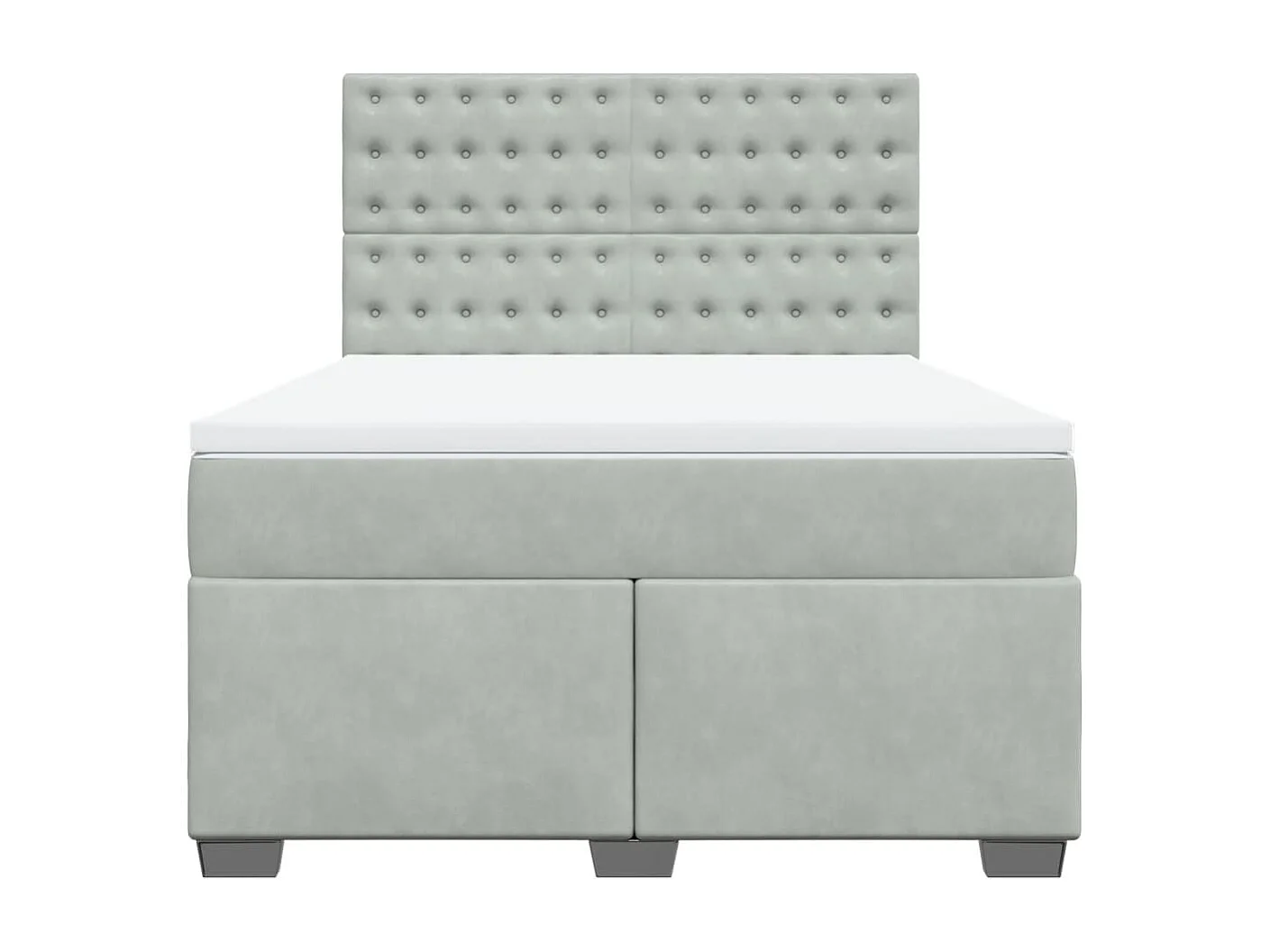 Cama box spring con colchón terciopelo gris claro 140x200 cm