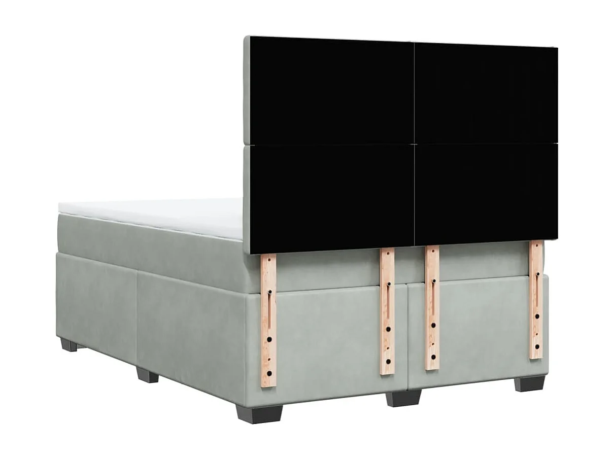 Giroletto a Molle con Materasso Grigio Chiaro 140x200cm Velluto