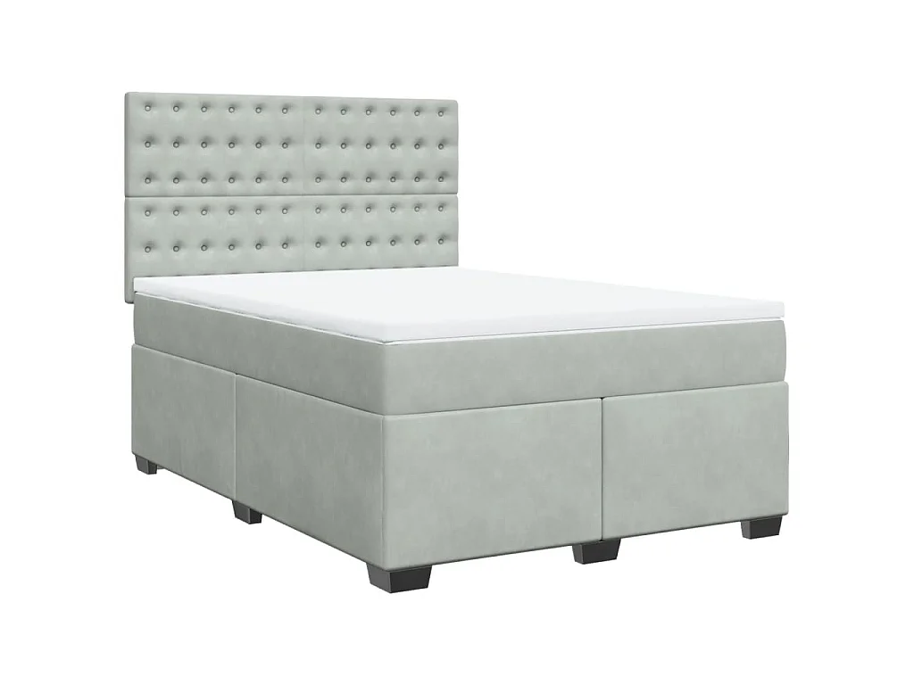 Boxspringbett mit Matratze Hellgrau 140x200 cm Samt