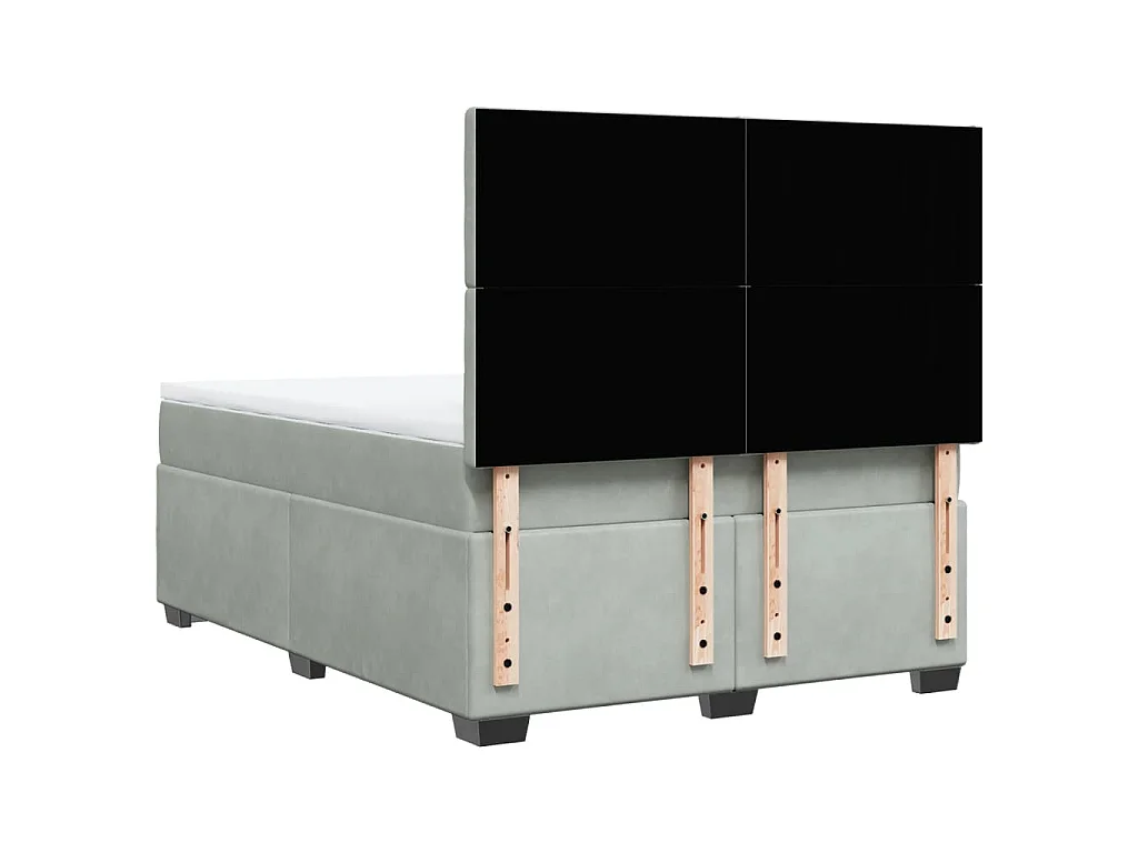 Boxspringbett mit Matratze Hellgrau 140x200 cm Samt