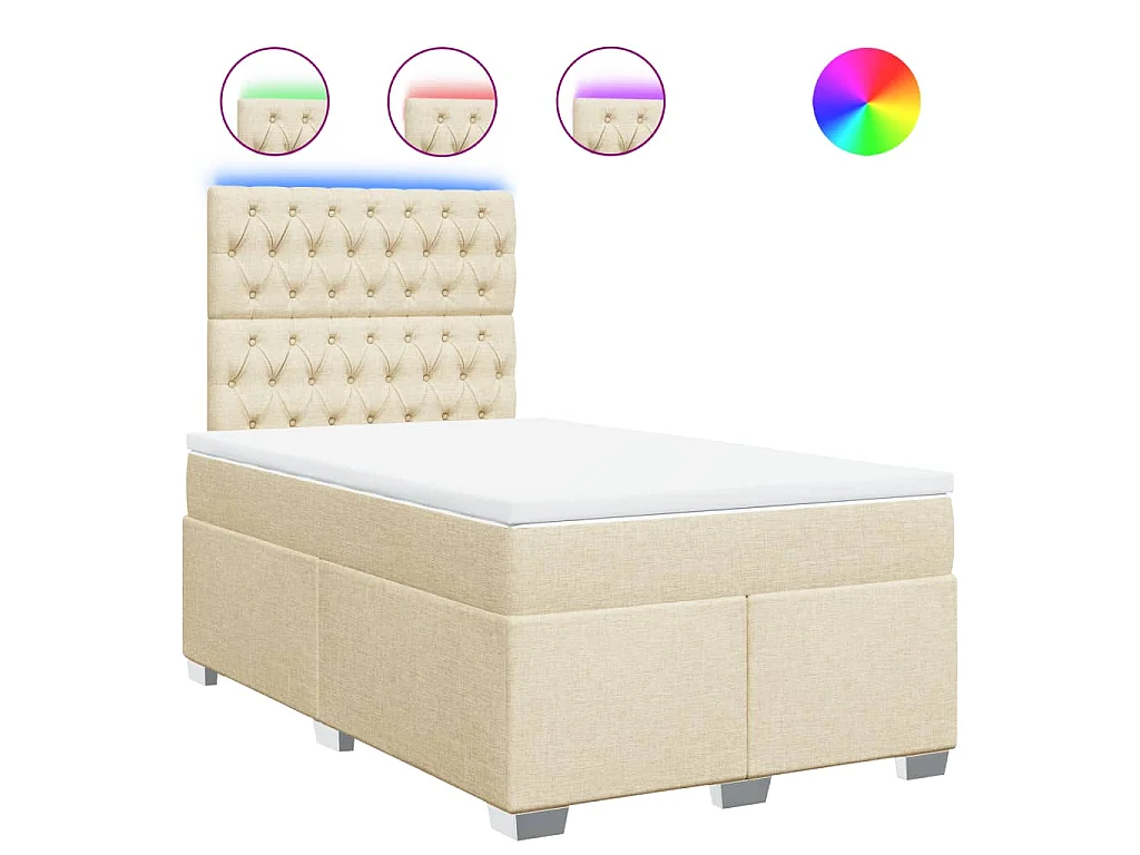 Sommier à lattes de lit avec matelas Crème 120x200 cm Tissu