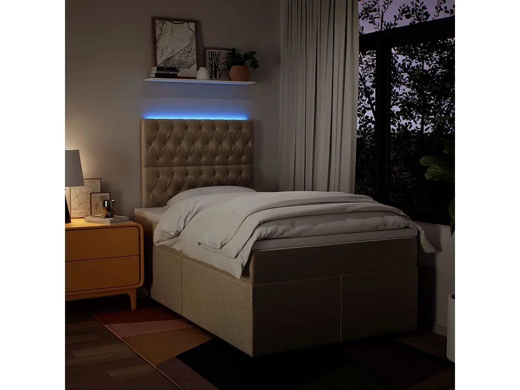 Sommier à lattes de lit avec matelas Crème 120x200 cm Tissu
