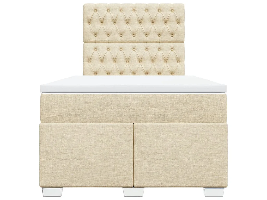 Sommier à lattes de lit avec matelas Crème 120x200 cm Tissu