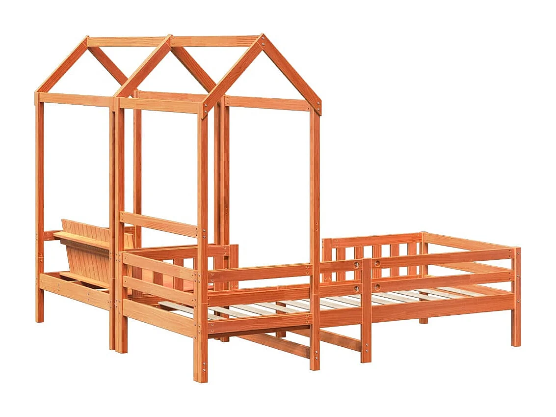 Giroletto con Panca e Tetto Cera 100x200 cm in Legno di Pino