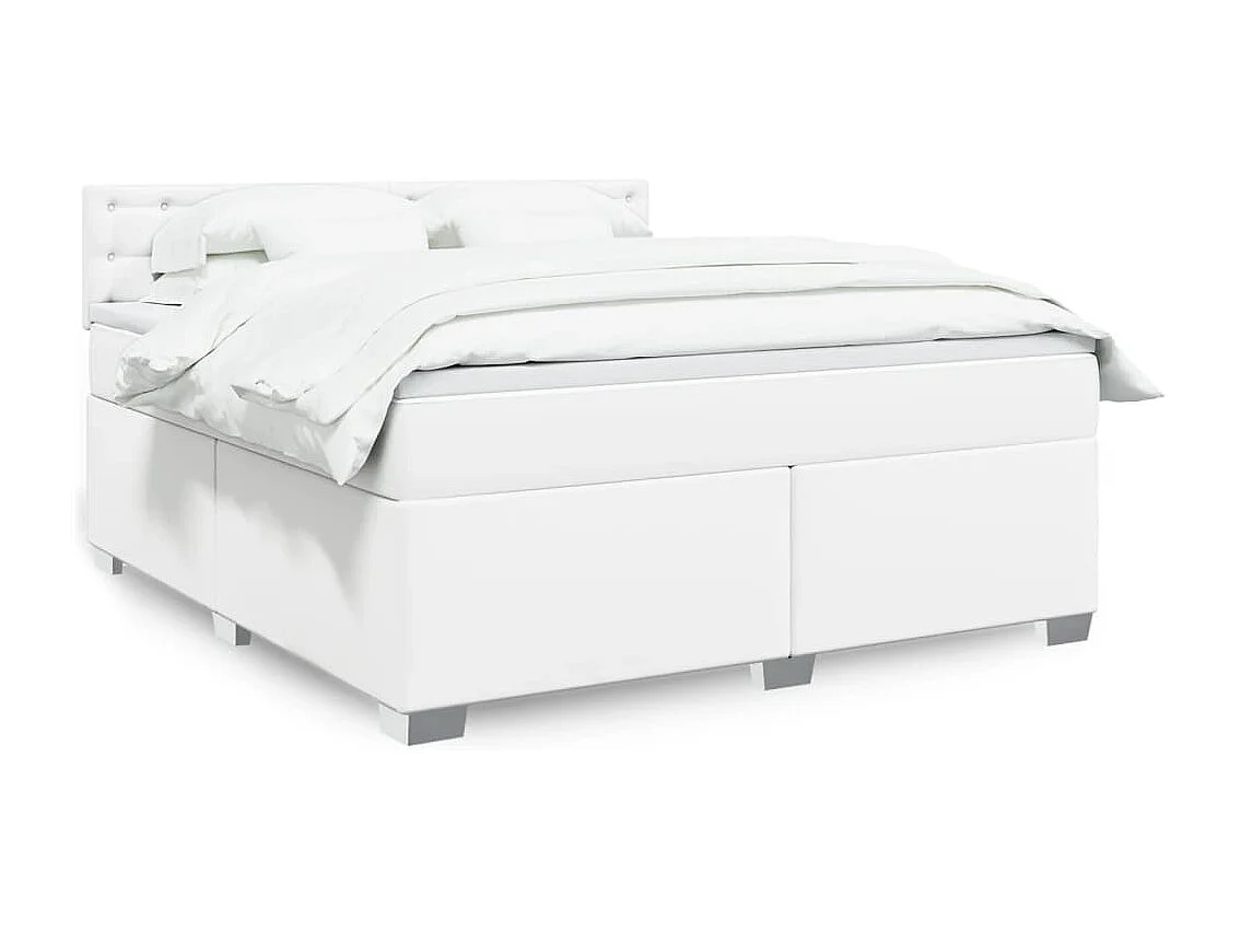 Boxspring met matras kunstleer wit 180x200 cm