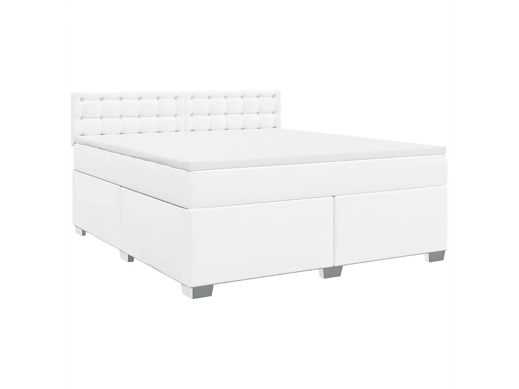 Sommier à lattes de lit avec matelas Blanc 180x200cm Similicuir