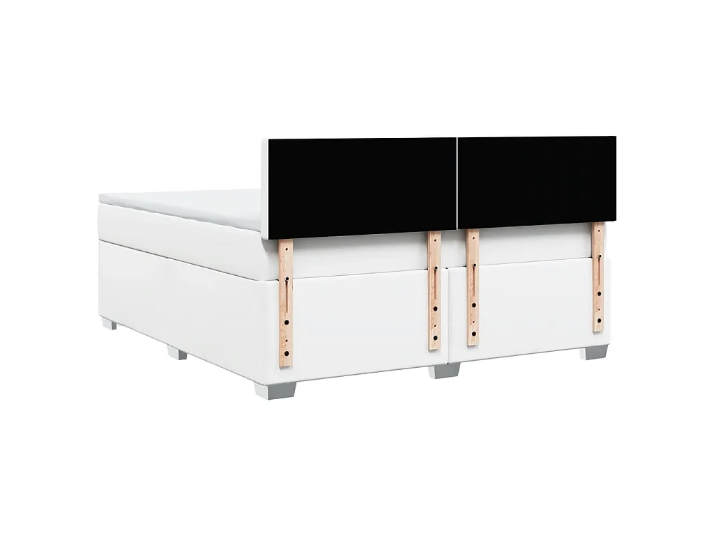 Sommier à lattes de lit avec matelas Blanc 180x200cm Similicuir