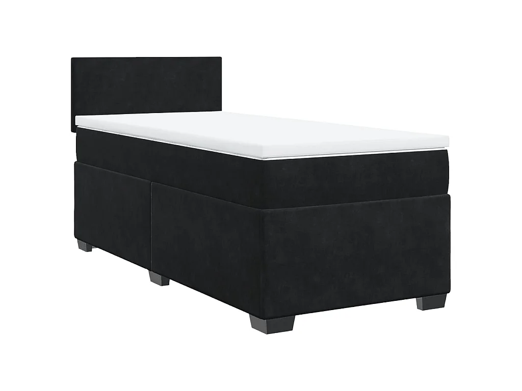Giroletto a Molle con Materasso Nero 100x200 cm in Velluto