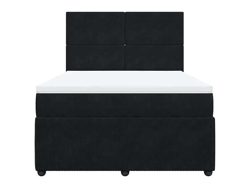 Cama box spring con colchón terciopelo negro 160x200 cm