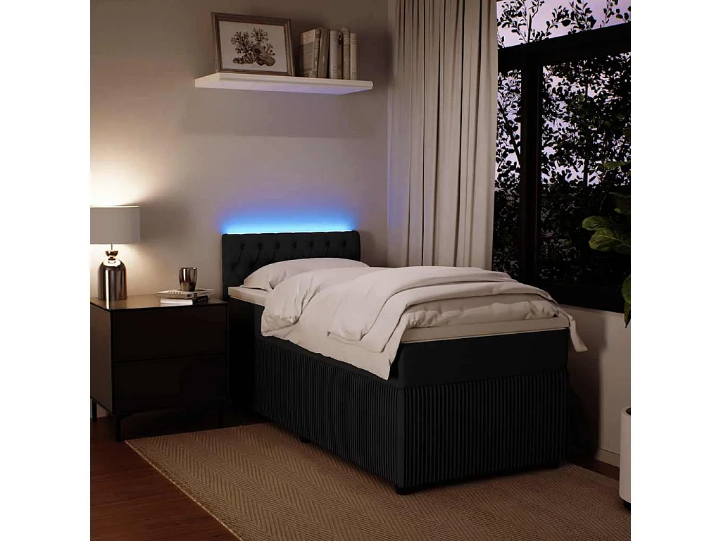 Boxspring met matras fluweel zwart 80x200 cm