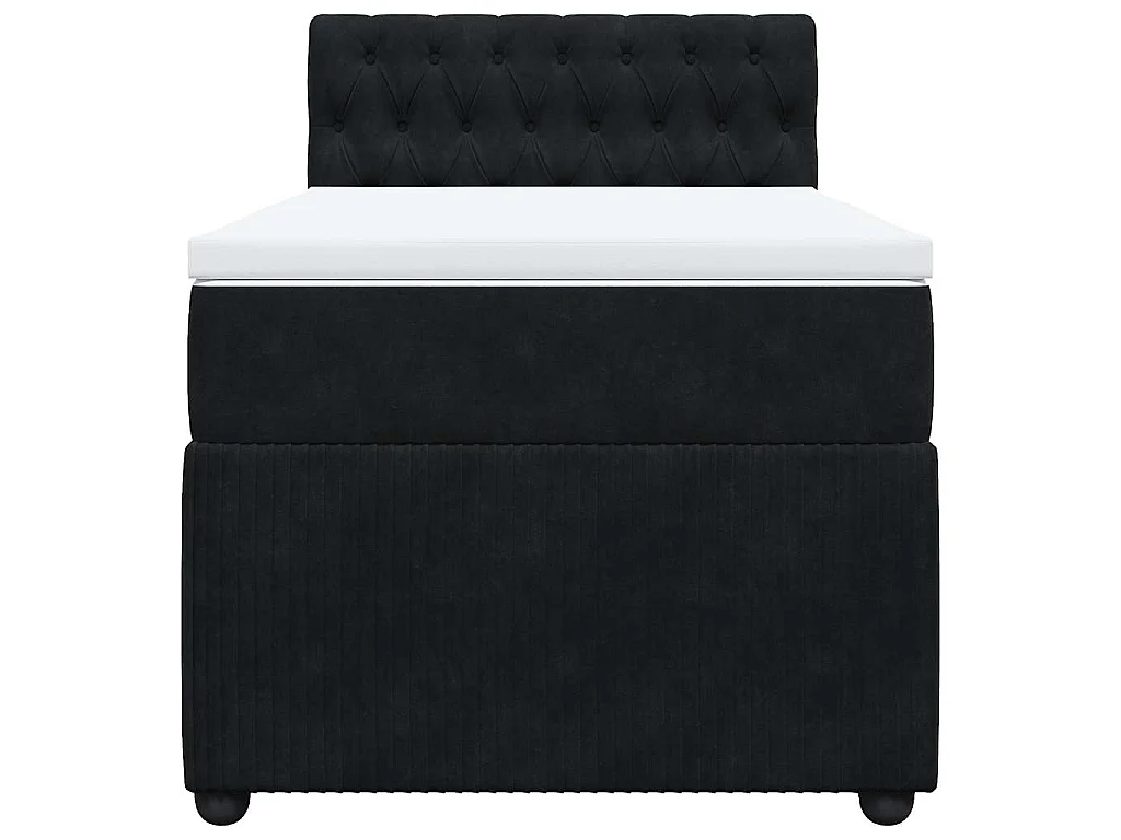 Cama box spring con colchón terciopelo negro 80x200 cm