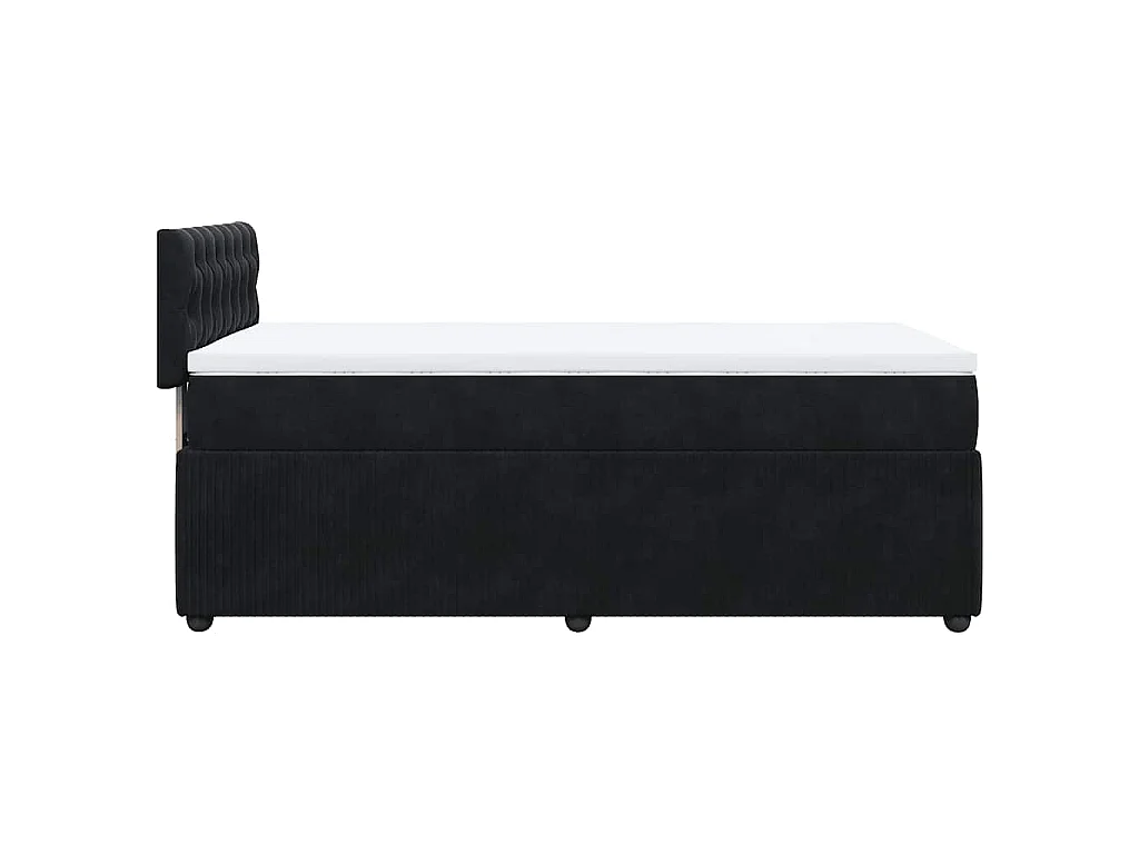 Cama box spring con colchón terciopelo negro 80x200 cm
