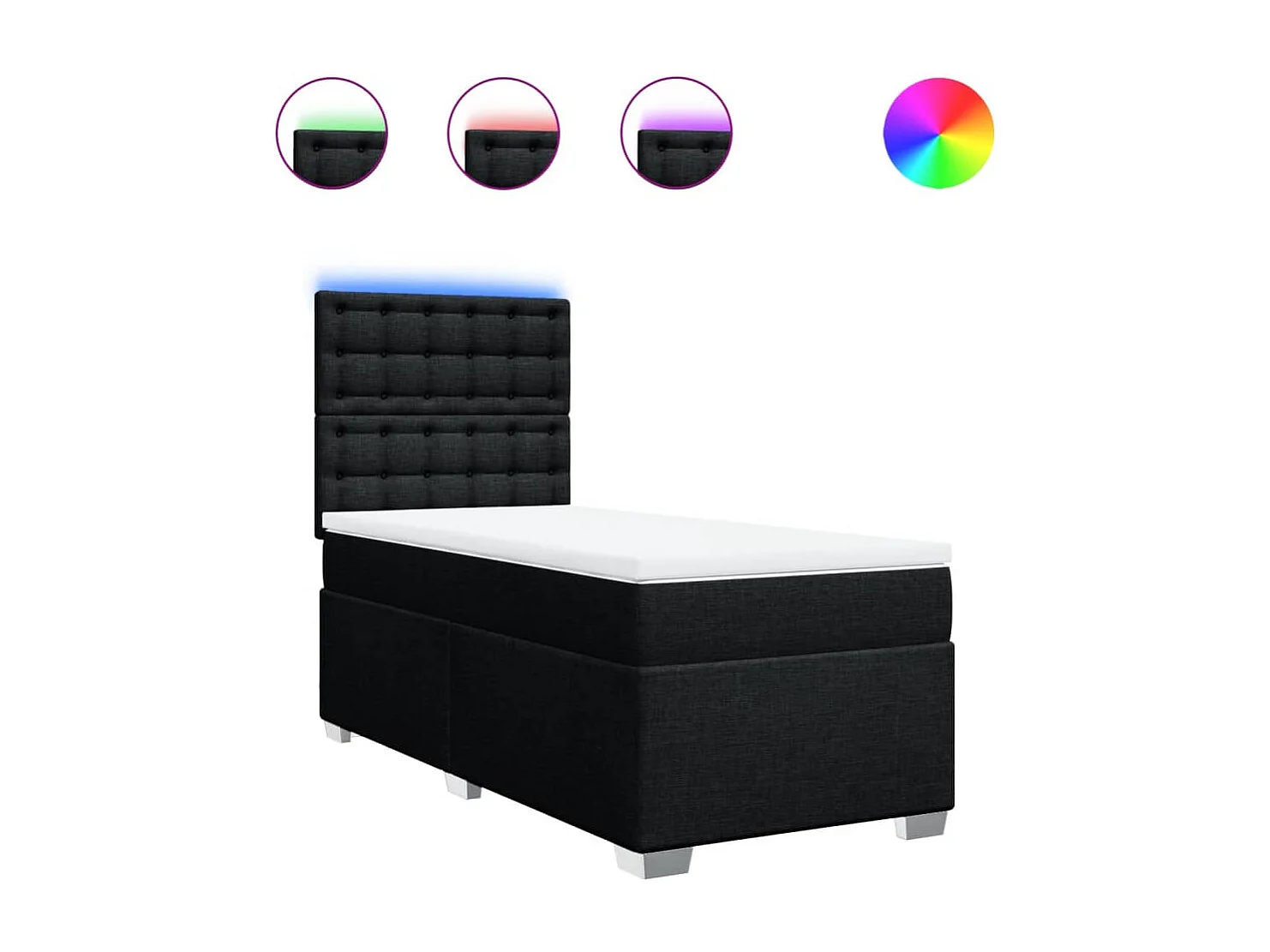 Sommier à lattes de lit avec matelas Noir 100x200 cm Tissu