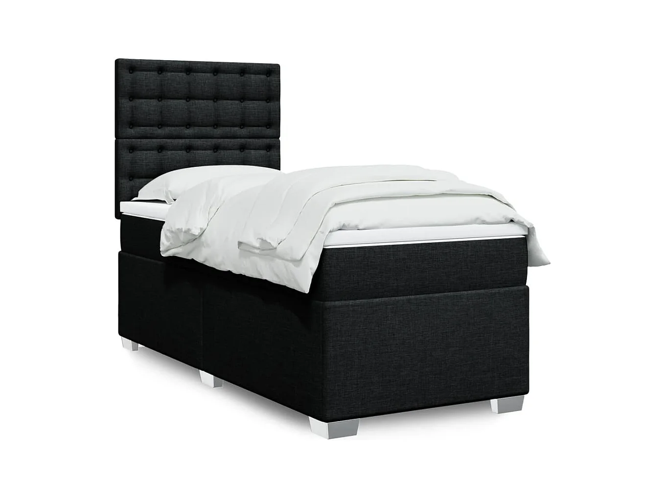 Sommier à lattes de lit avec matelas Noir 100x200 cm Tissu