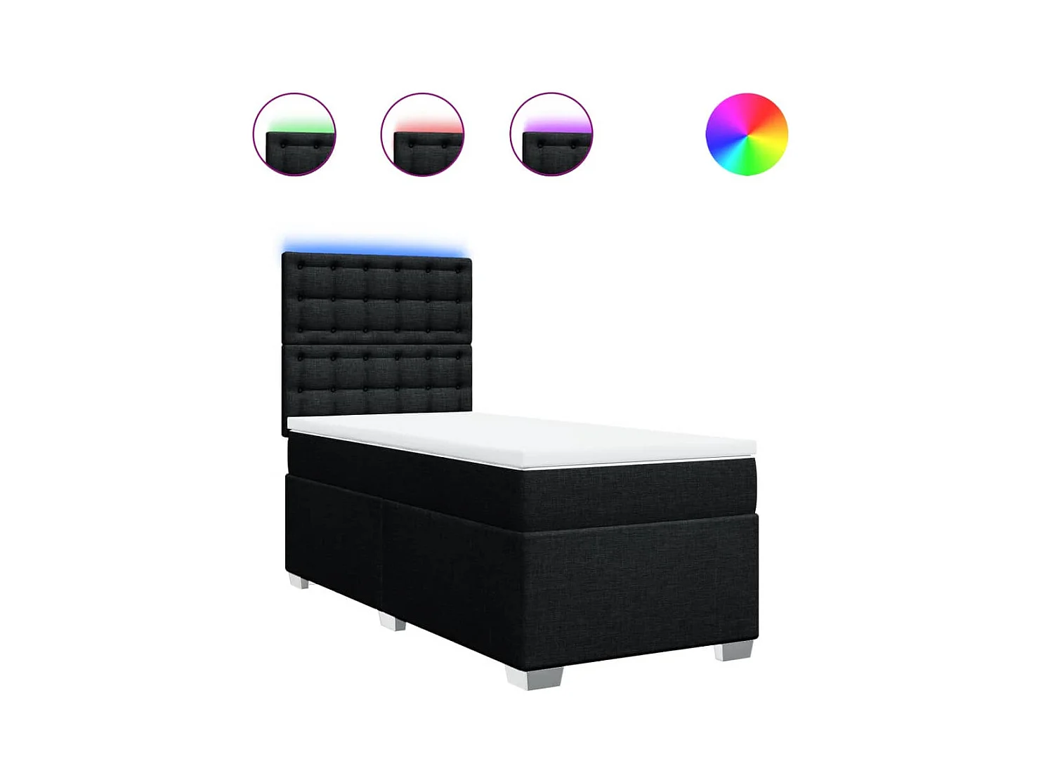 Sommier à lattes de lit avec matelas Noir 100x200 cm Tissu