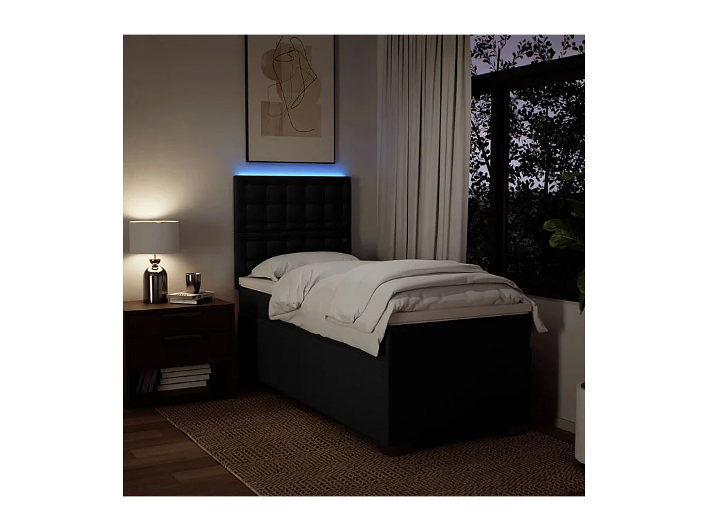 Sommier à lattes de lit avec matelas Noir 100x200 cm Tissu