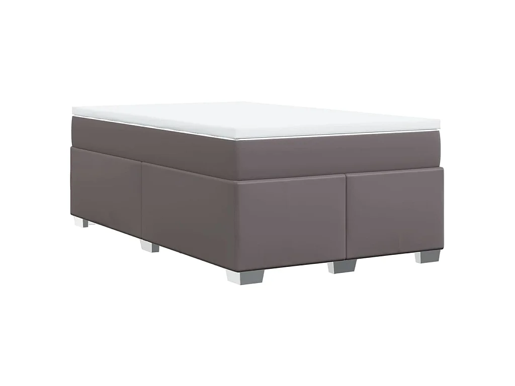 Boxspring met matras kunstleer grijs 120x190 cm