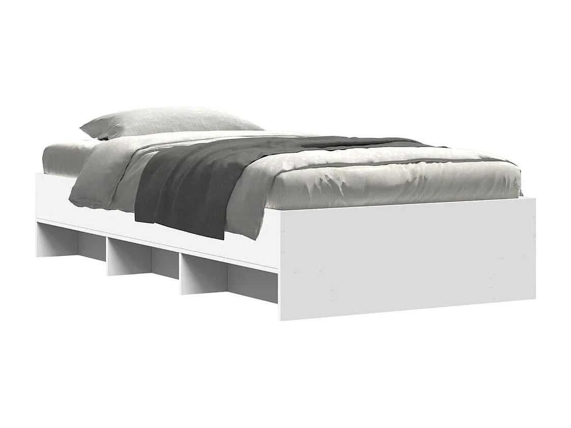 Cadre de lit sans matelas blanc 75x190 cm bois d'ingénierie