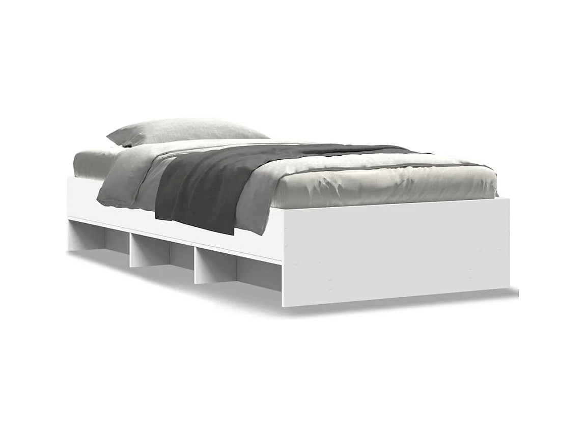 Cadre de lit sans matelas blanc 75x190 cm bois d'ingénierie