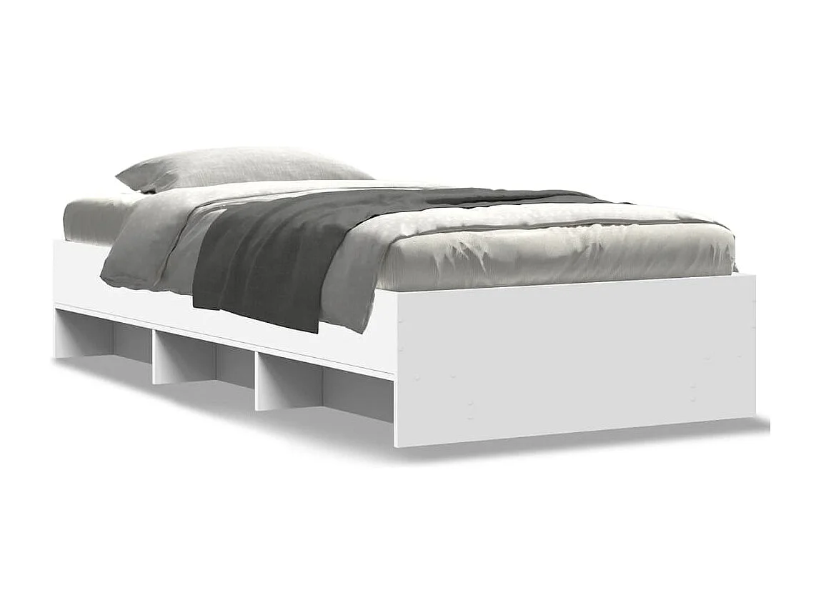 Cadre de lit sans matelas blanc 75x190 cm bois d'ingénierie