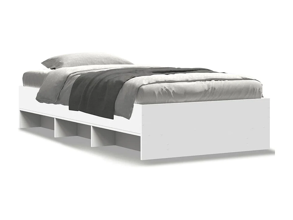 Cadre de lit sans matelas blanc 75x190 cm bois d'ingénierie