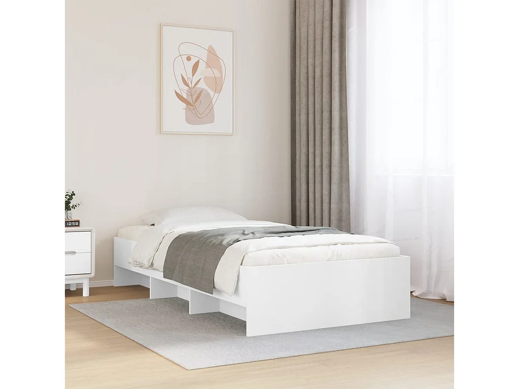 Estrutura de cama 75x190 cm derivados de madeira branco