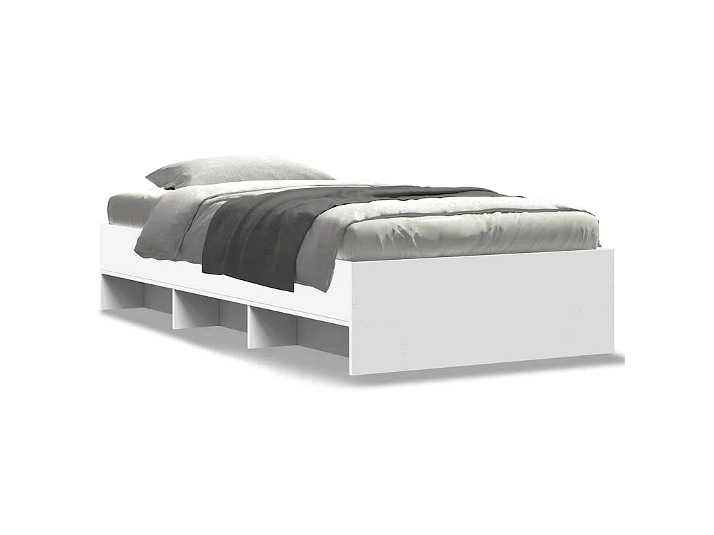 Bedframe bewerkt hout wit 75x190 cm