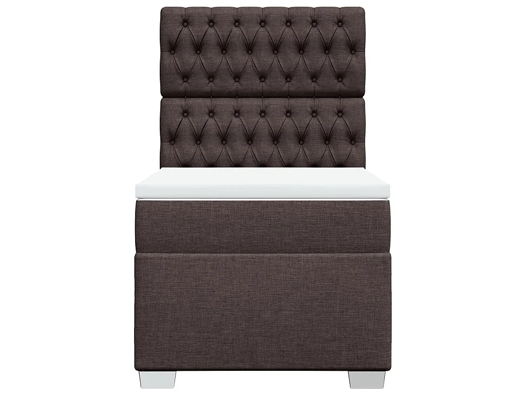 Cama box spring con colchón tela marrón oscuro 100x200 cm
